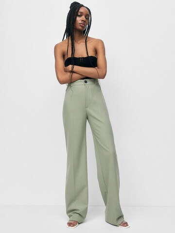 Wide leg Pantaloni con piega frontale di Pull&Bear in verde