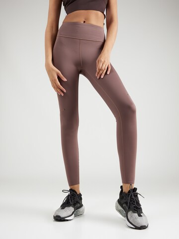 On Skinny Workout Pants in Brown: front