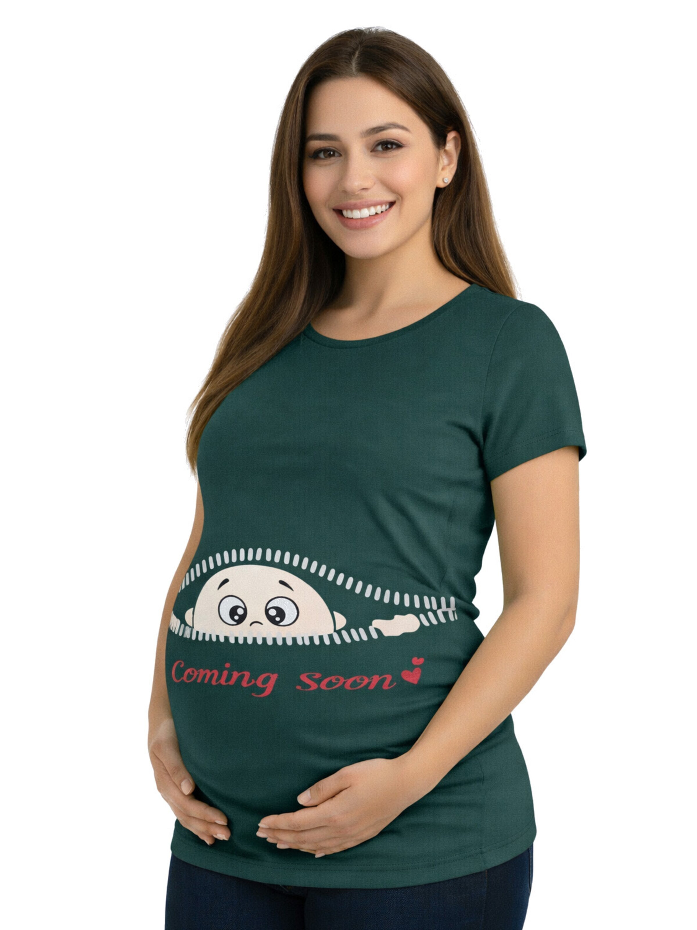 M.M.C. Shirt 'Coming Soon Umstandsshirt' in Green