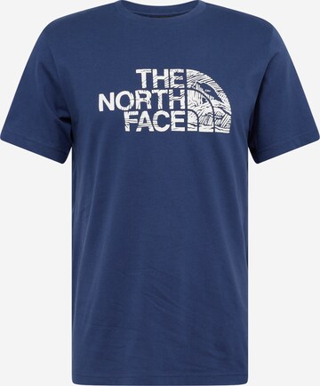 THE NORTH FACE T-shirt 'WOODCUT DOME' i blå: framsida