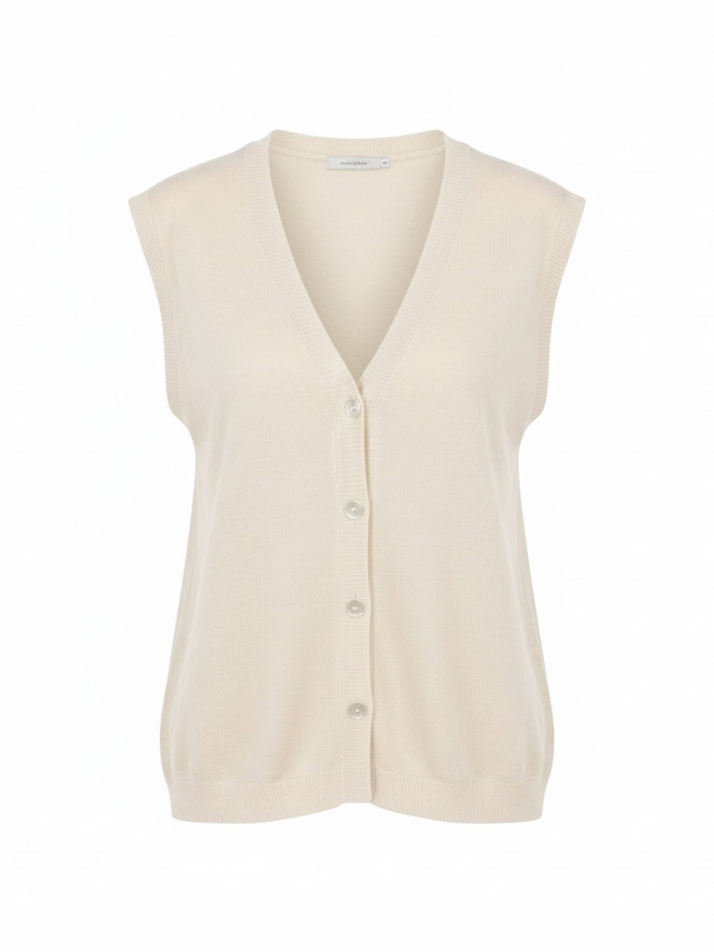 WEARABLE STORIES Pull-over 'Gilet manou' en S-M en crème, Vue avec produit