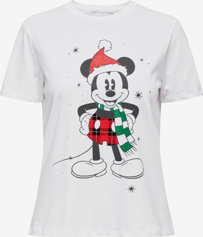 ONLY T-Shirt 'DISNEY CHRISTMAS' in grün / rot / schwarz / weiß, Produktansicht