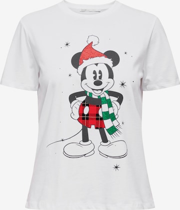 Tricou 'DISNEY CHRISTMAS' de la ONLY pe alb: față