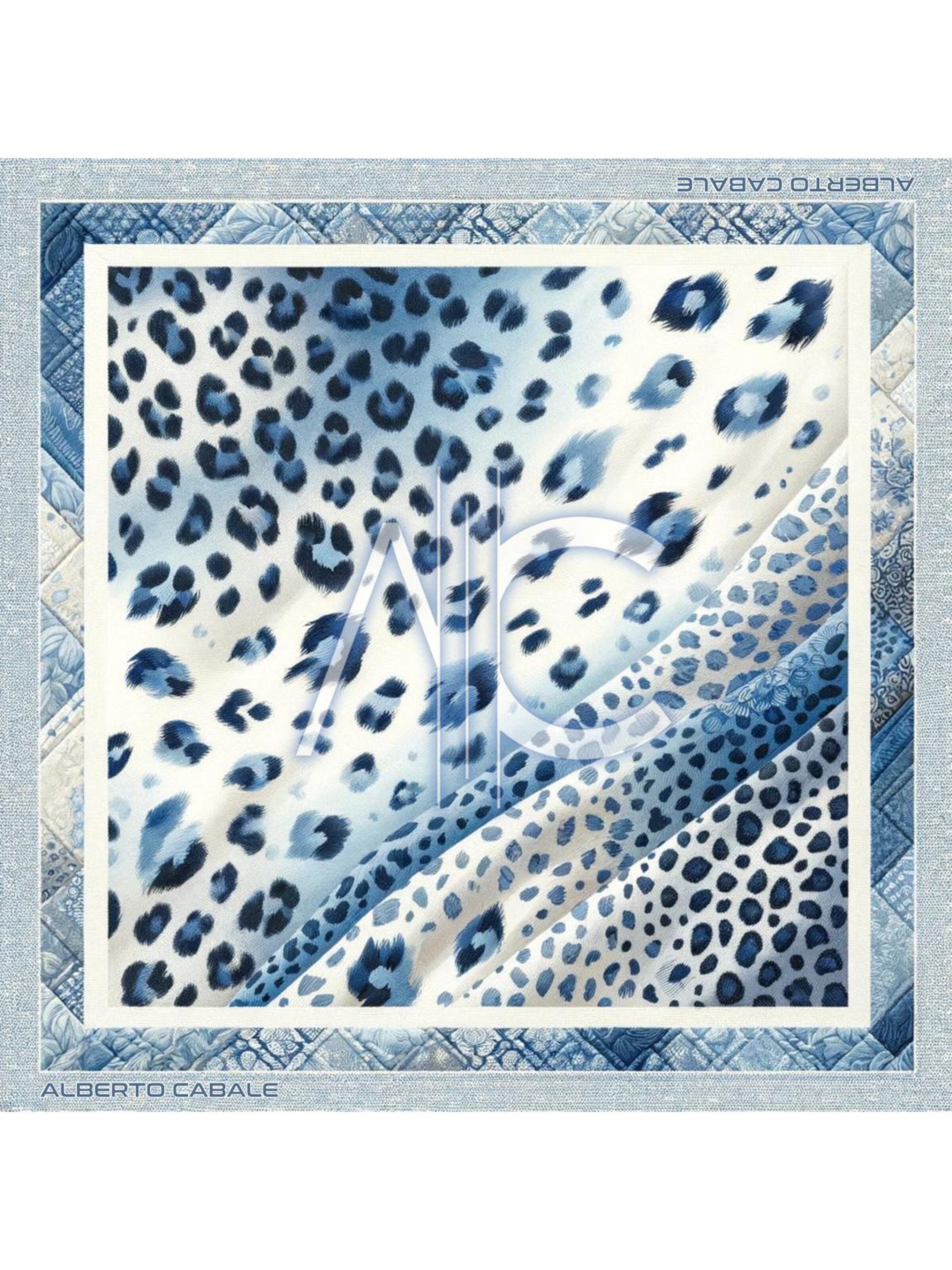 alberto cabale Scarf 'Panther Zoé' in Blue: front