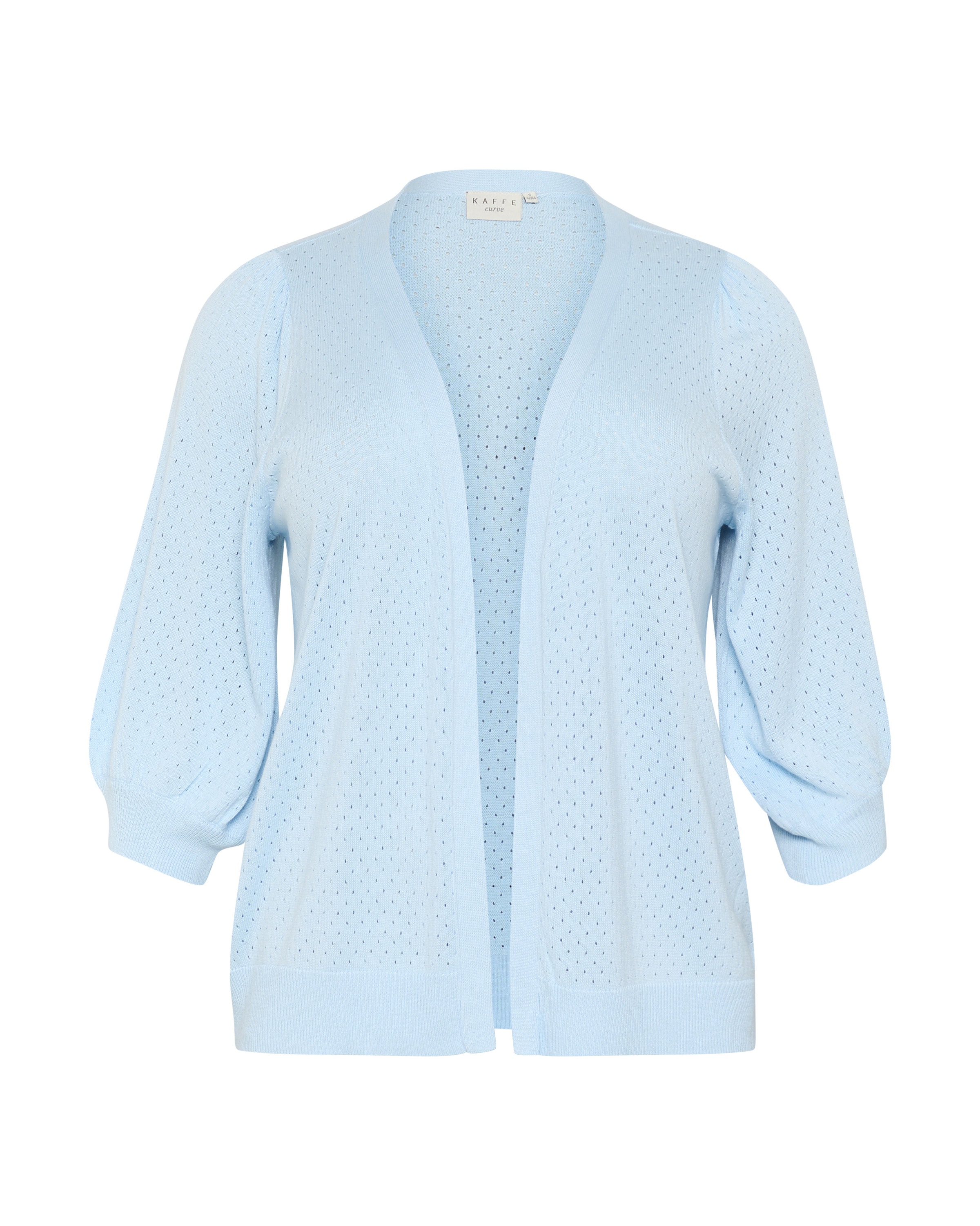 KAFFE CURVE Gebreid vest 'KCdalina' in Blauw: voorkant