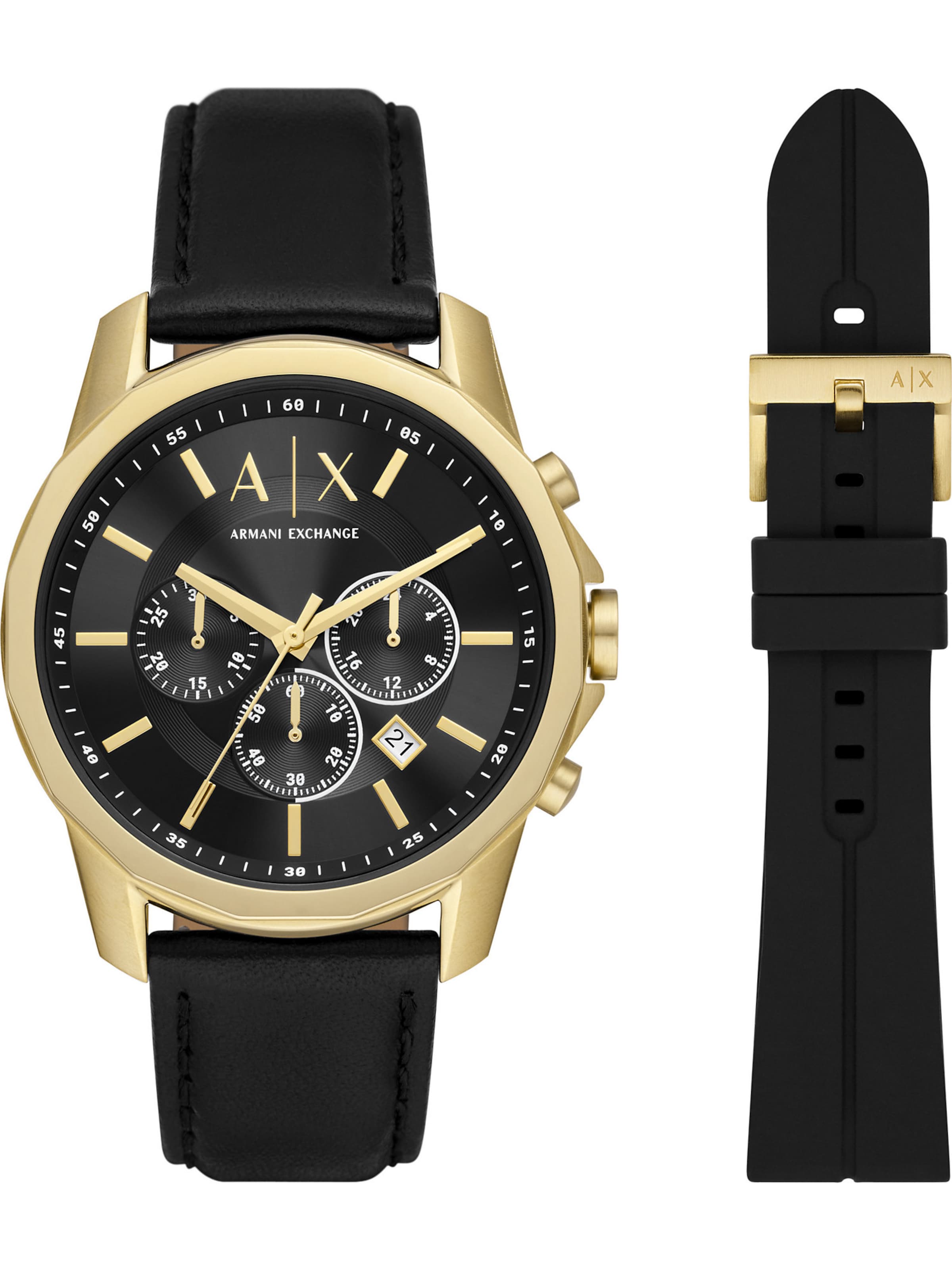 Armani exchange watch black and gold online