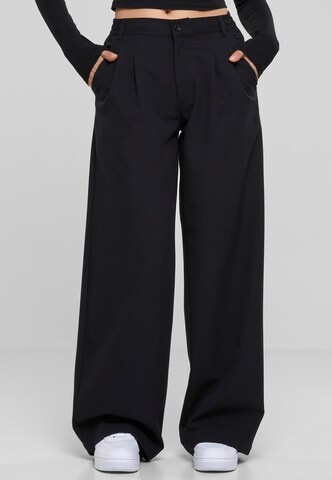 Urban Classics Wide leg Broek in Zwart: voorkant