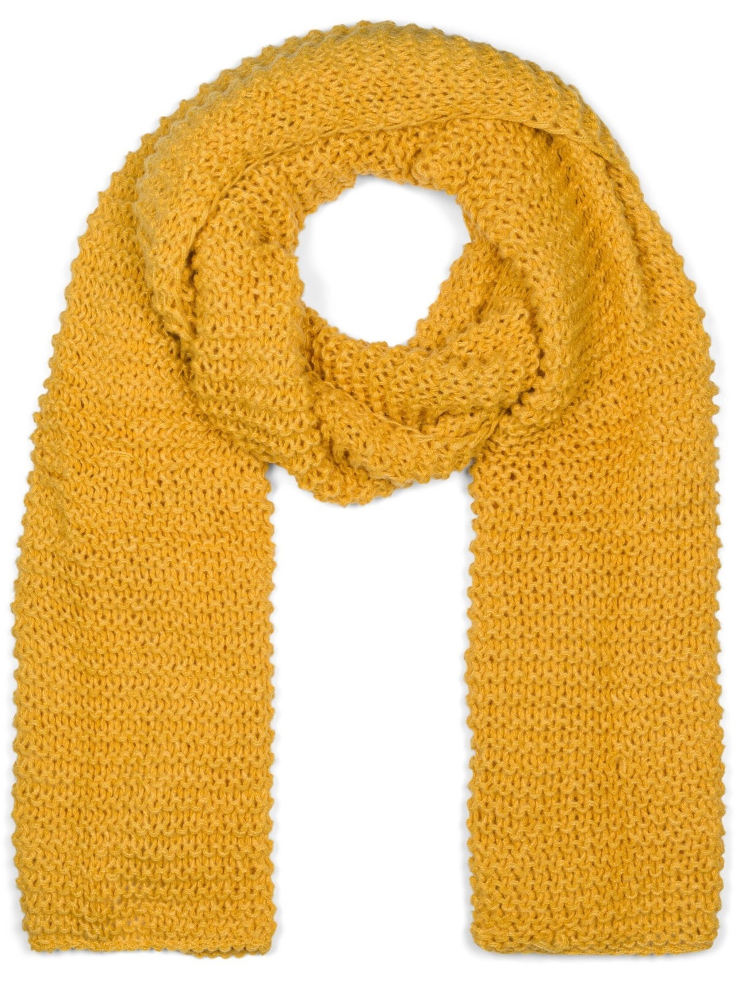 styleBREAKER Schal 'Langer Strick Schal mit Wellen Strickmuster'‌‌ in Gelb: Vorderseite