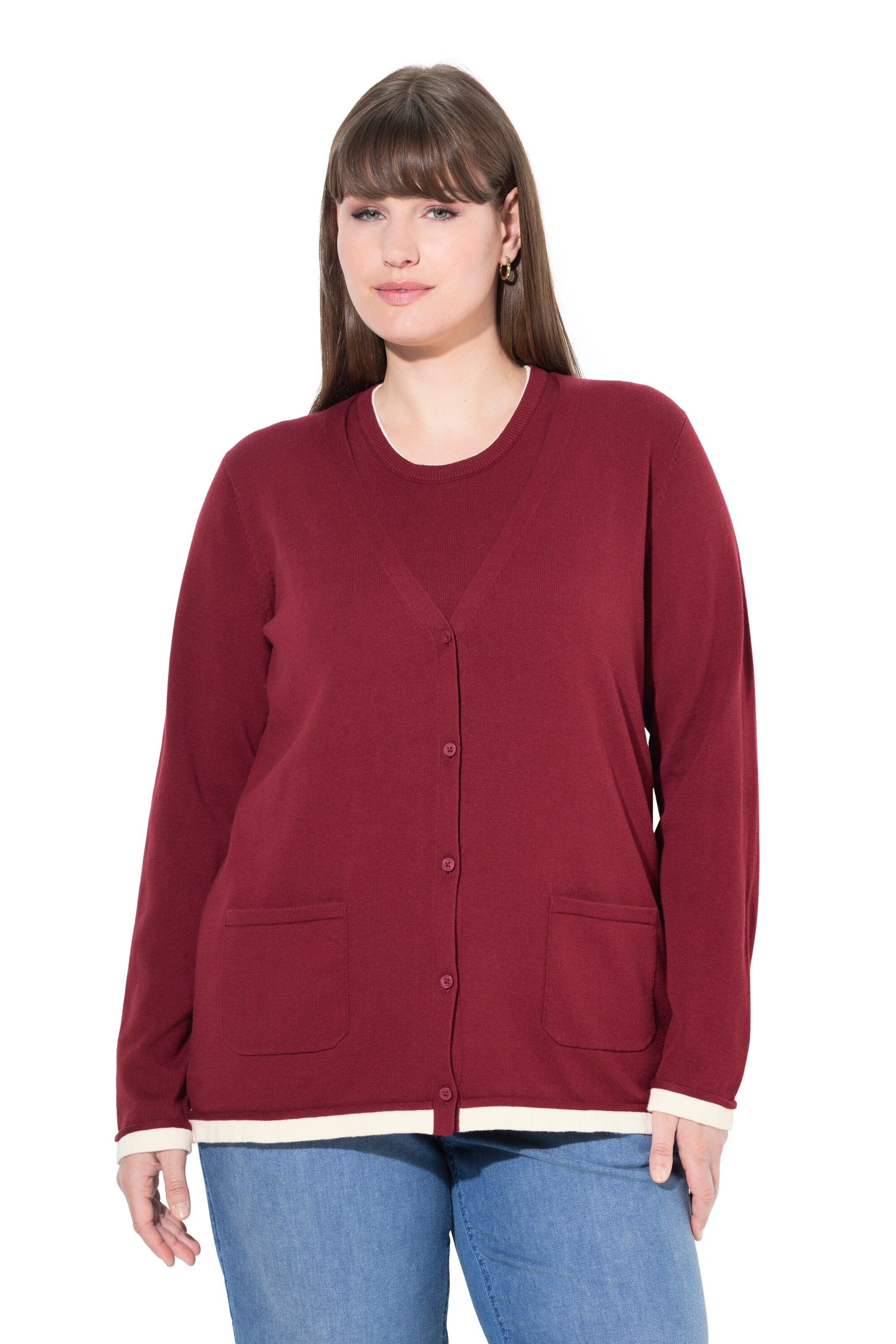 Ulla Popken Knit cardigan in Red: front