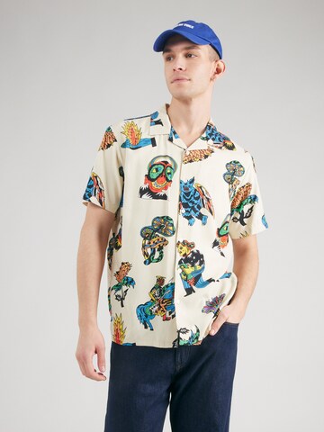 Volcom - Comfort Fit Camisa 'BOB MOLLEMA' em bege: frente