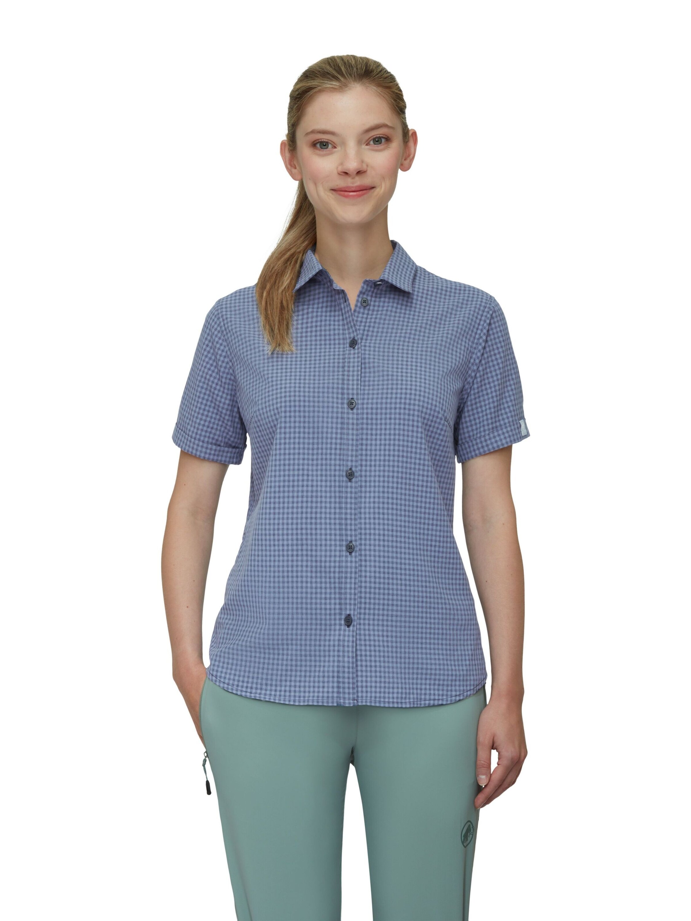 MAMMUT Athletic Button Up Shirt 'Aada' in Blue: front