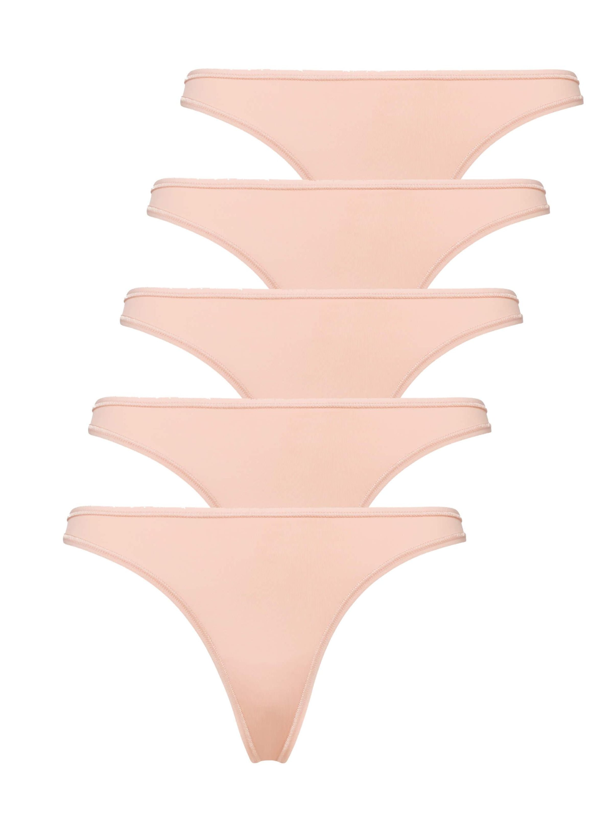 BeeDees Thong 'Hüftstring Stepy Soft String (5-er Pack)' in Beige: front