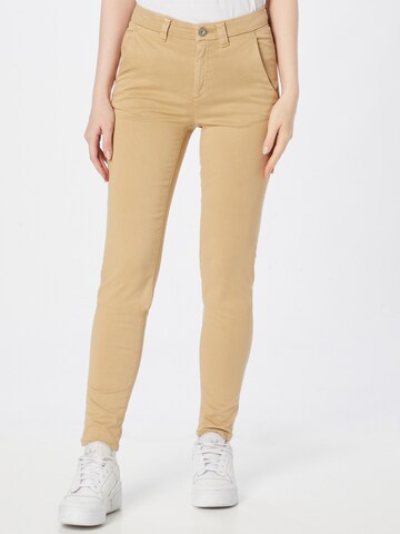 Coupe slim Pantalon chino Marc O'Polo en beige : devant