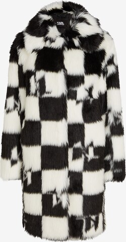 Karl Lagerfeld Wintermantel 'Check' in Zwart: voorkant