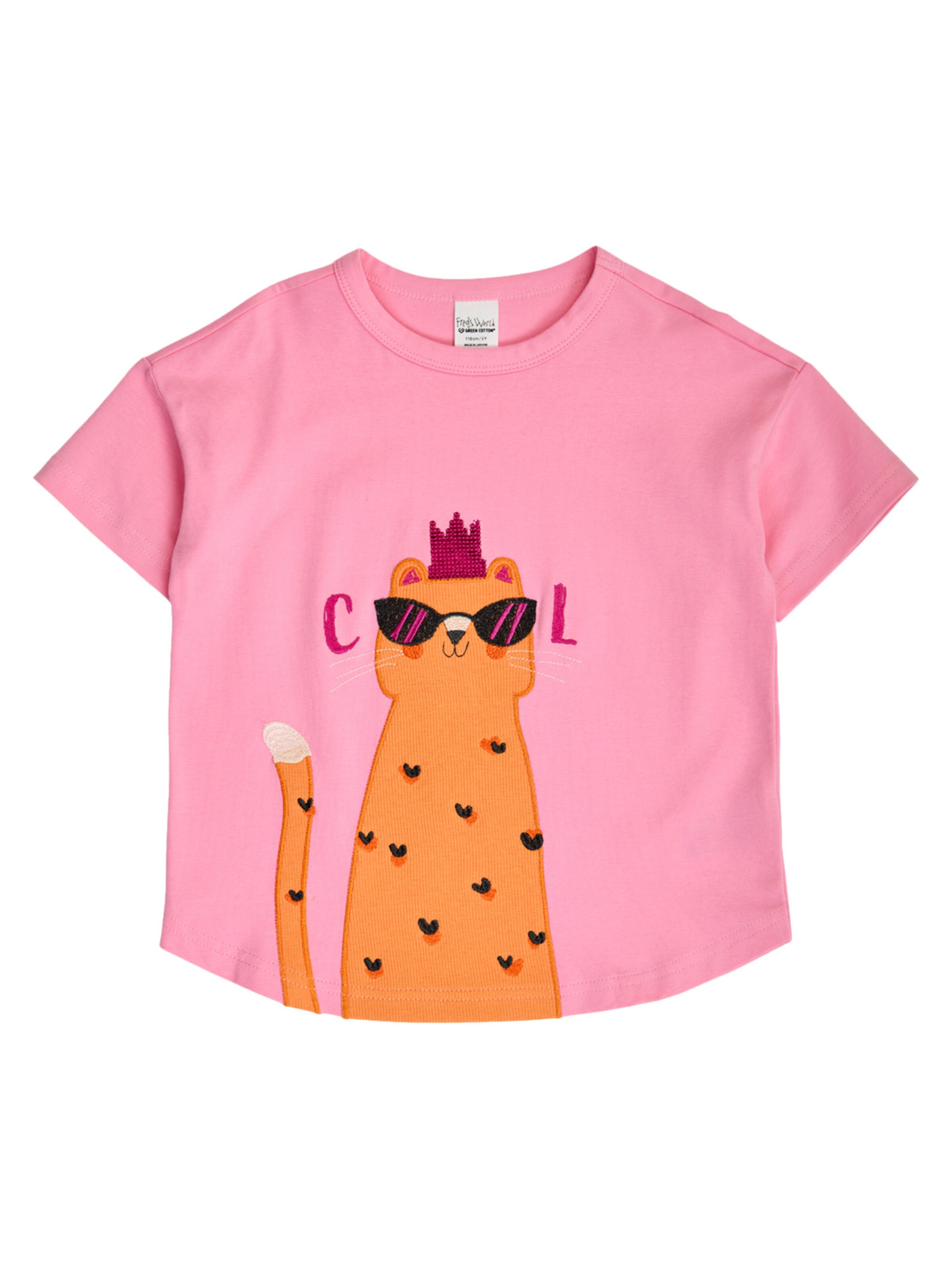 T-Shirt Fred's World by GREEN COTTON en rose : devant