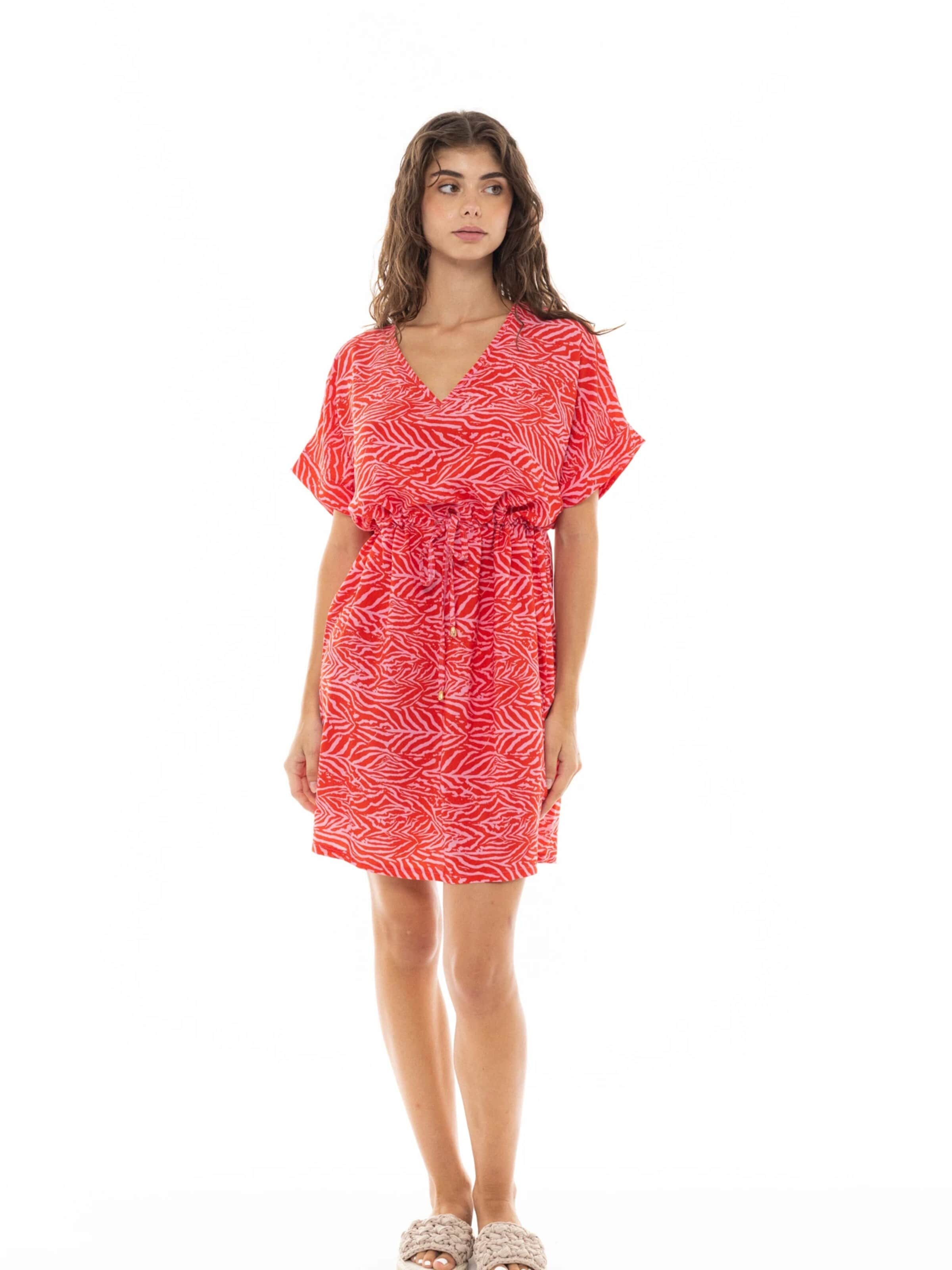 Pink Label - Vestido de verano 'BEACHWEAR RED LEO' en rojo: frente