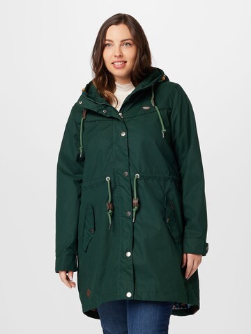 Ragwear Plus Between-Seasons Parka 'Canny' in Green: front