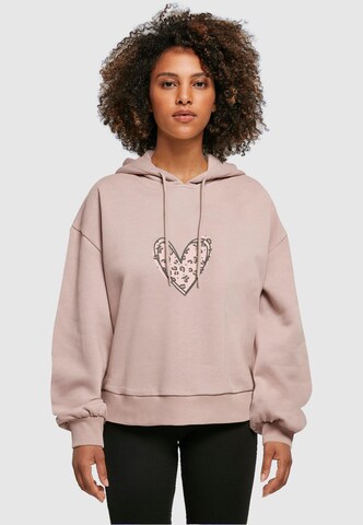 Merchcode Sweatshirt 'Valentines Day - Leopard Heart' in Pink: predná strana