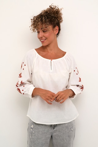 Cream Blouse 'Alexi' in Wit: voorkant