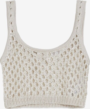 Bershka Gebreide top in Beige: voorkant