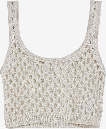 Bershka Broderad topp i beige: framsida