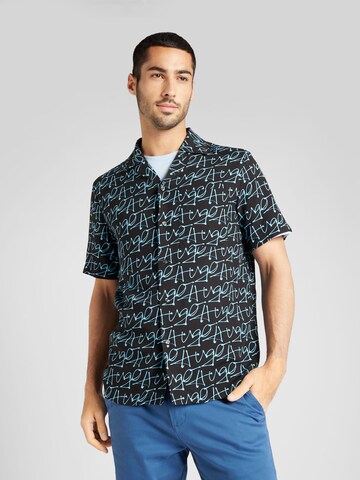 HUGO - Ajuste regular Camisa 'Ellino' en azul: frente