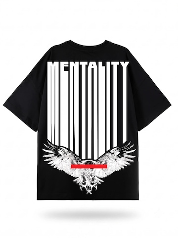 T-shirt oversize 'Mentality' QWX2 en noir : devant