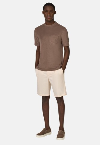 Boggi Milano Regular Bandplooibroek in Beige