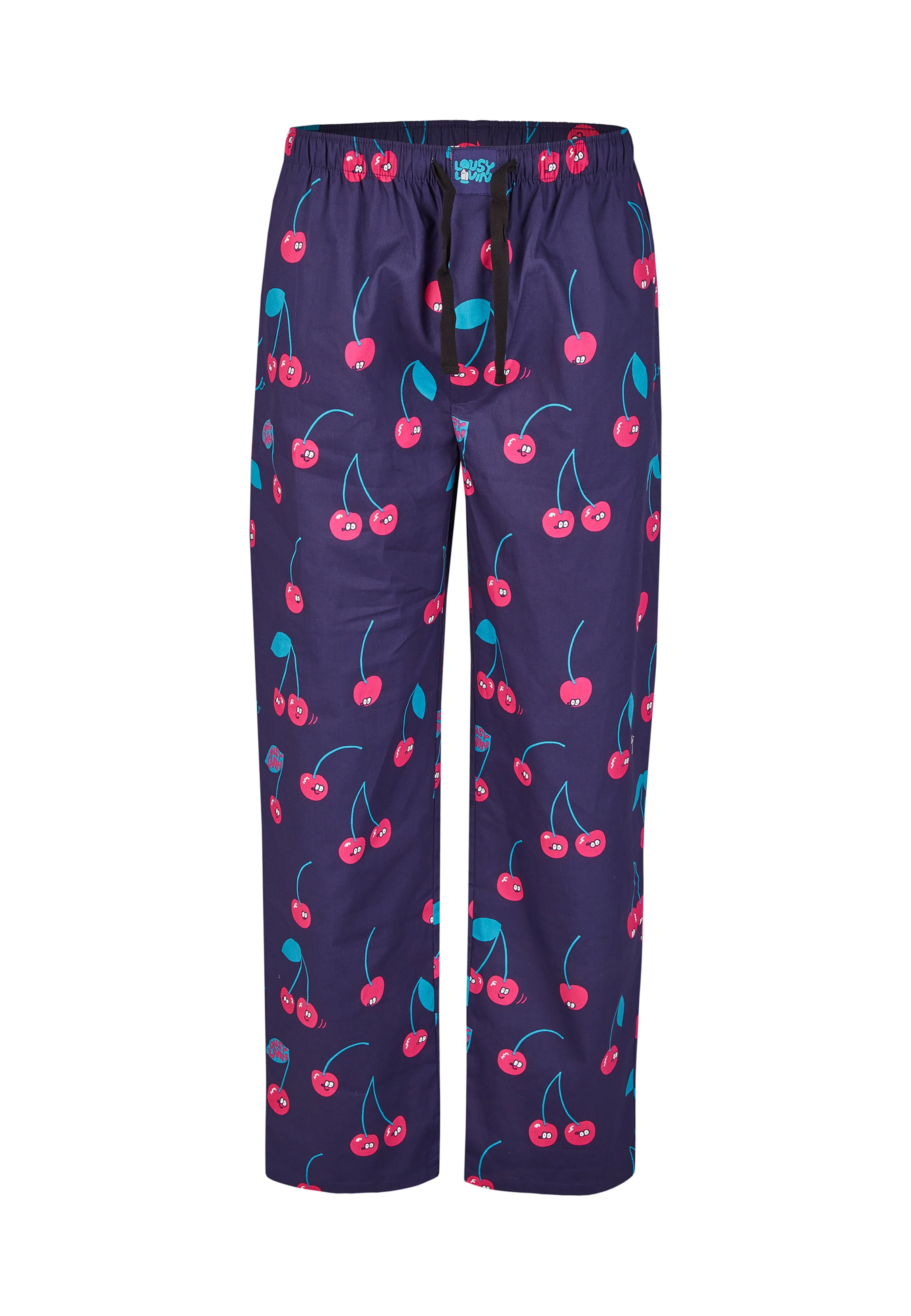 Lousy Livin Pyjamahose 'Cherries' in Blau: Vorderseite