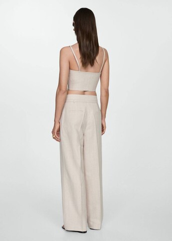 MANGO Wide leg Pleated Pants 'Gina' in Beige