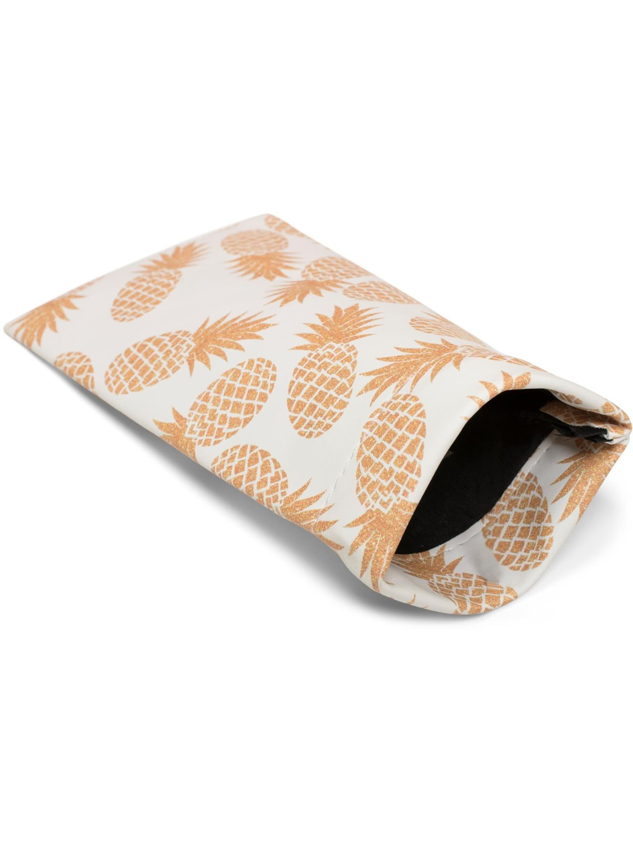 styleBREAKER Etui 'Brillenetui Ananas mit Putztuch'‌ in Weiß: Vorderseite