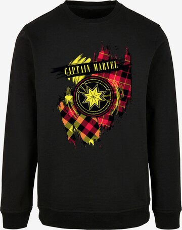 ABSOLUTE CULT Sweatshirt 'Captain Marvel - Tartan Patch' in Zwart: voorkant