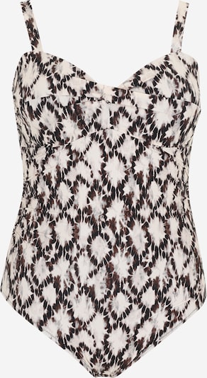 ONLY Carmakoma Badeanzug 'CARELLY' in ecru / nachtblau / dunkelbraun / weiß, Produktansicht