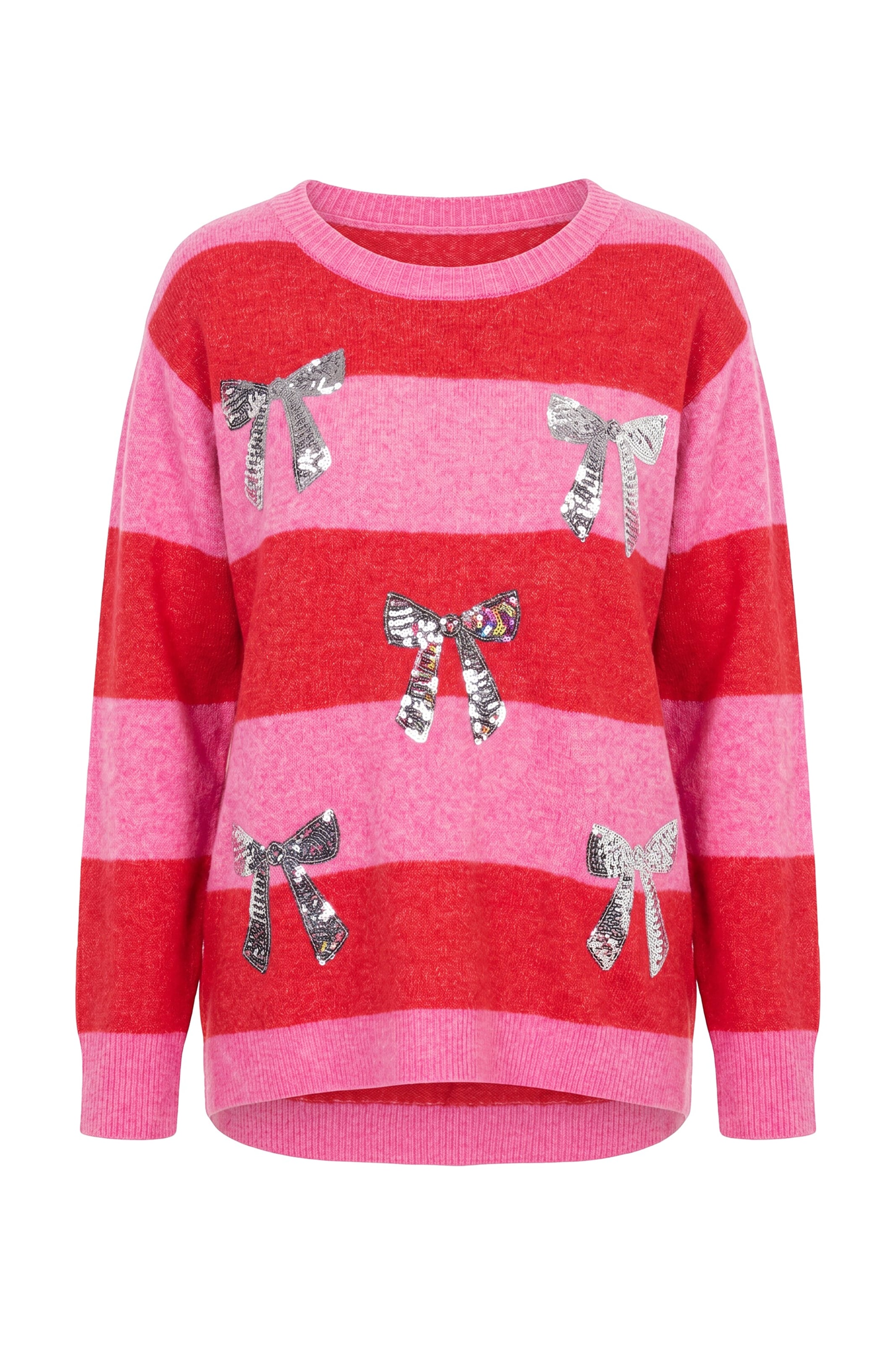 Ulla Popken Pullover in M-L in pinkmeliert / rot, Produktansicht