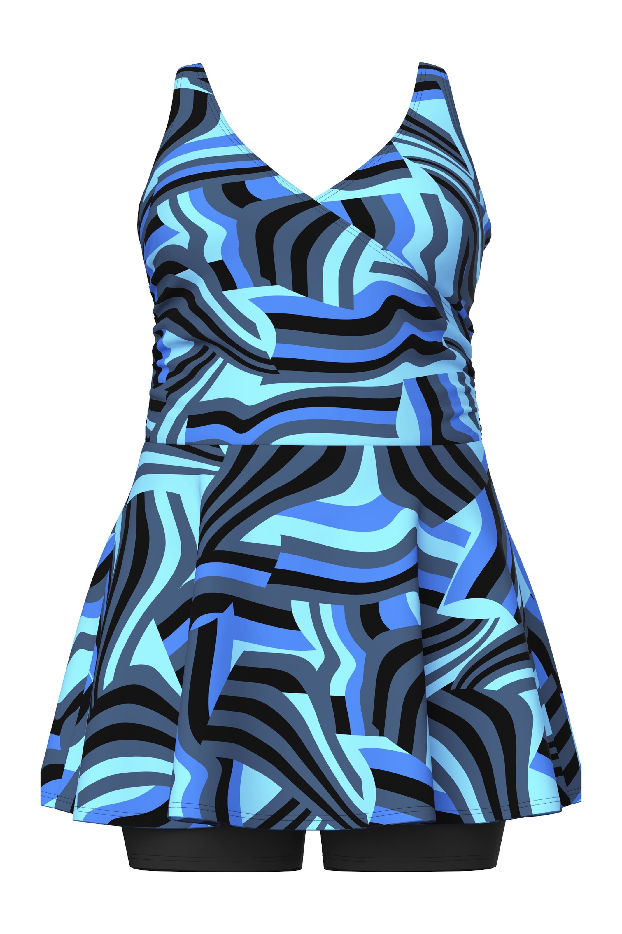 Ulla Popken T-shirt Swimsuit in Blue: front