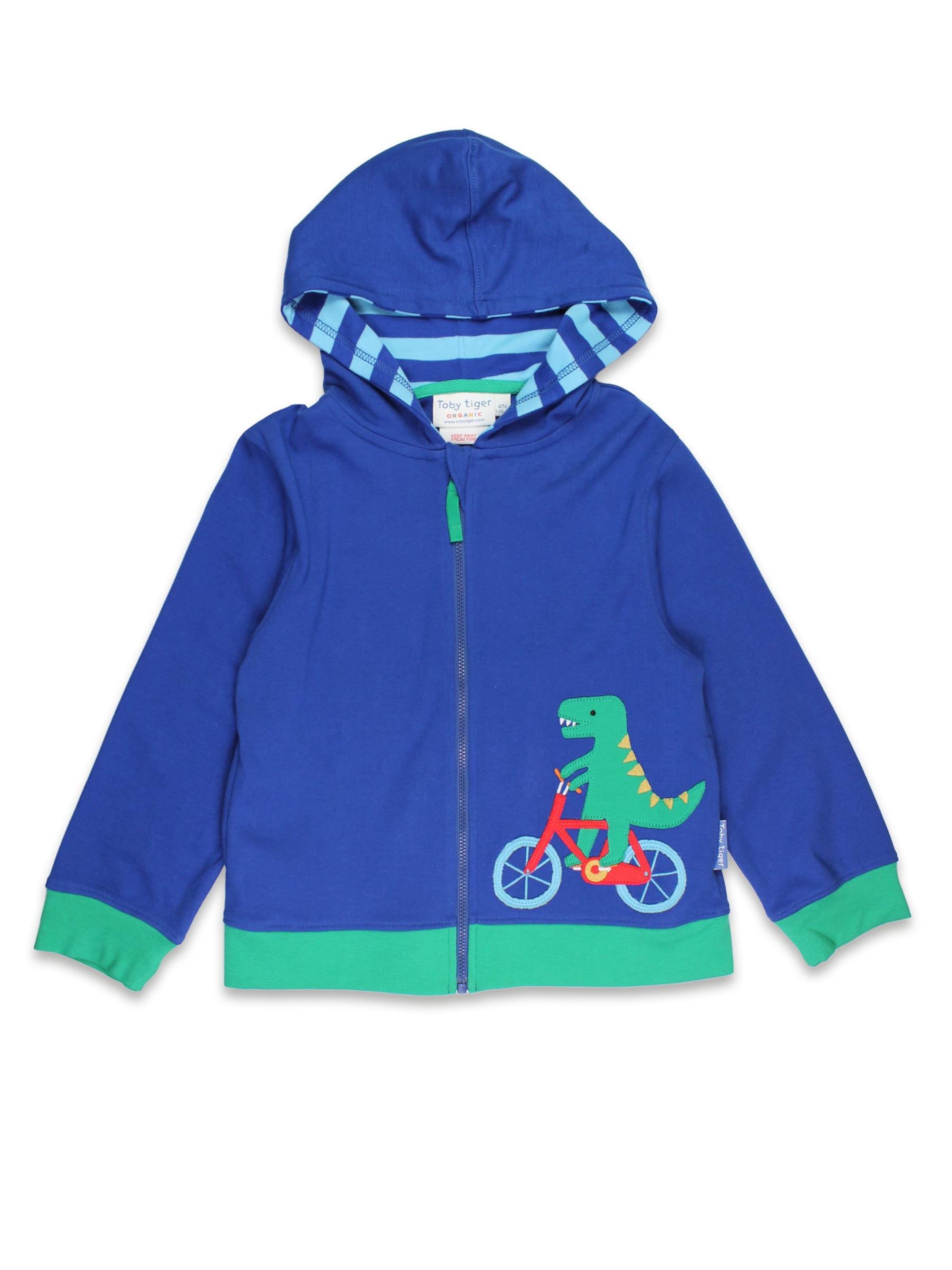Toby Tiger Zip-Up Hoodie 'Dinosaurier' in Blue: front
