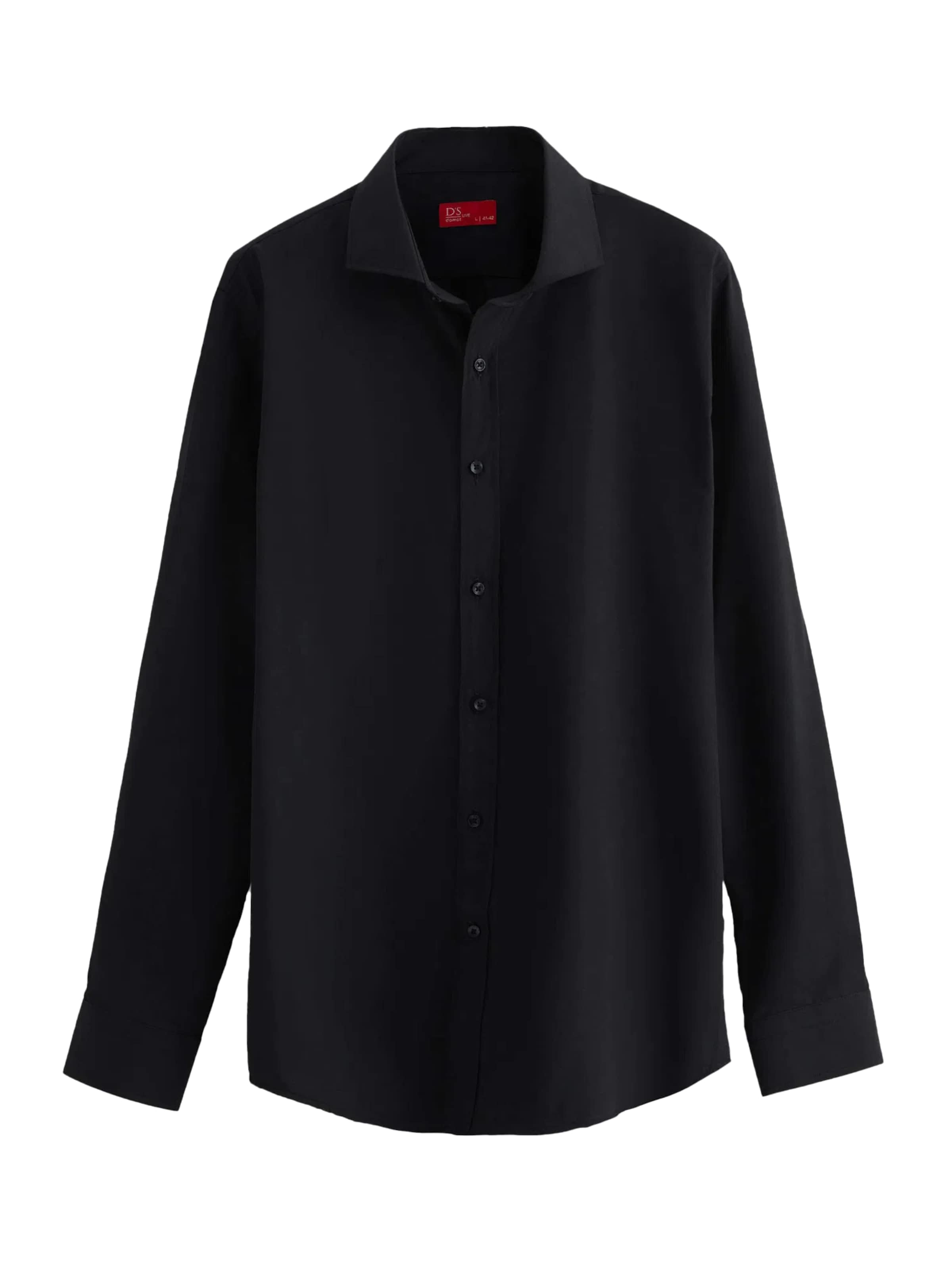 D’S Damat Regular Fit Hemd in Schwarz: Vorderseite