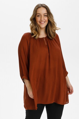 KAFFE CURVE Tunic 'Cami' in Brown: front