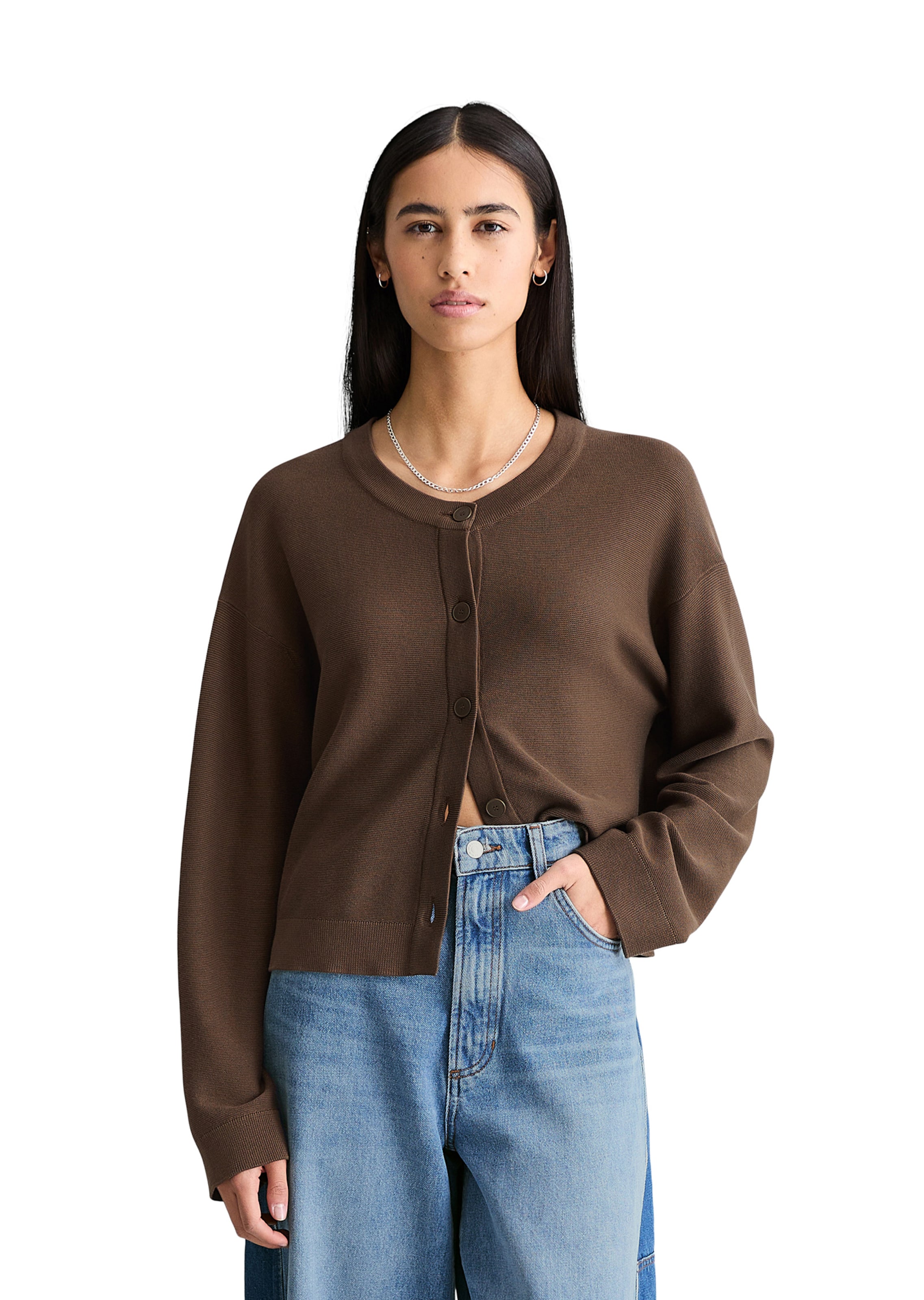 Marc O'Polo DENIM Knit cardigan in Brown: front