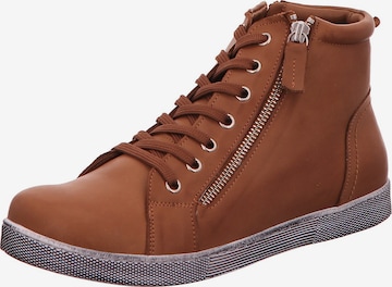 ANDREA CONTI Lace-Up Ankle Boots in Brown: front