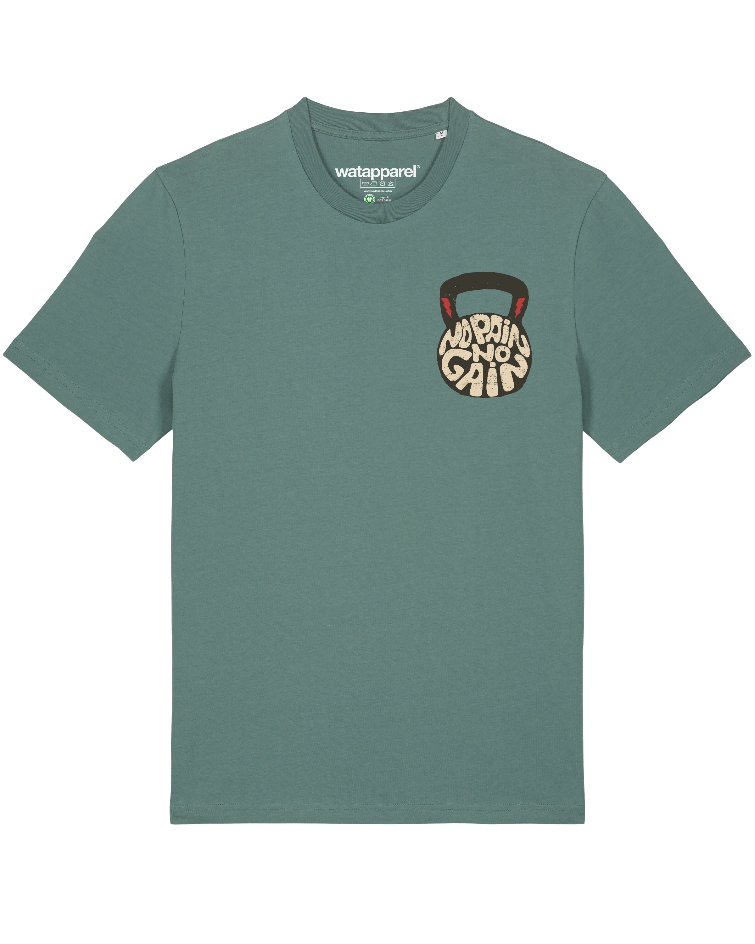 Watapparel Shirt ' No Pain, no Gain 01 ' in Groen: voorkant