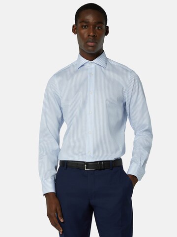 Coupe slim Chemise business Boggi Milano en bleu : devant