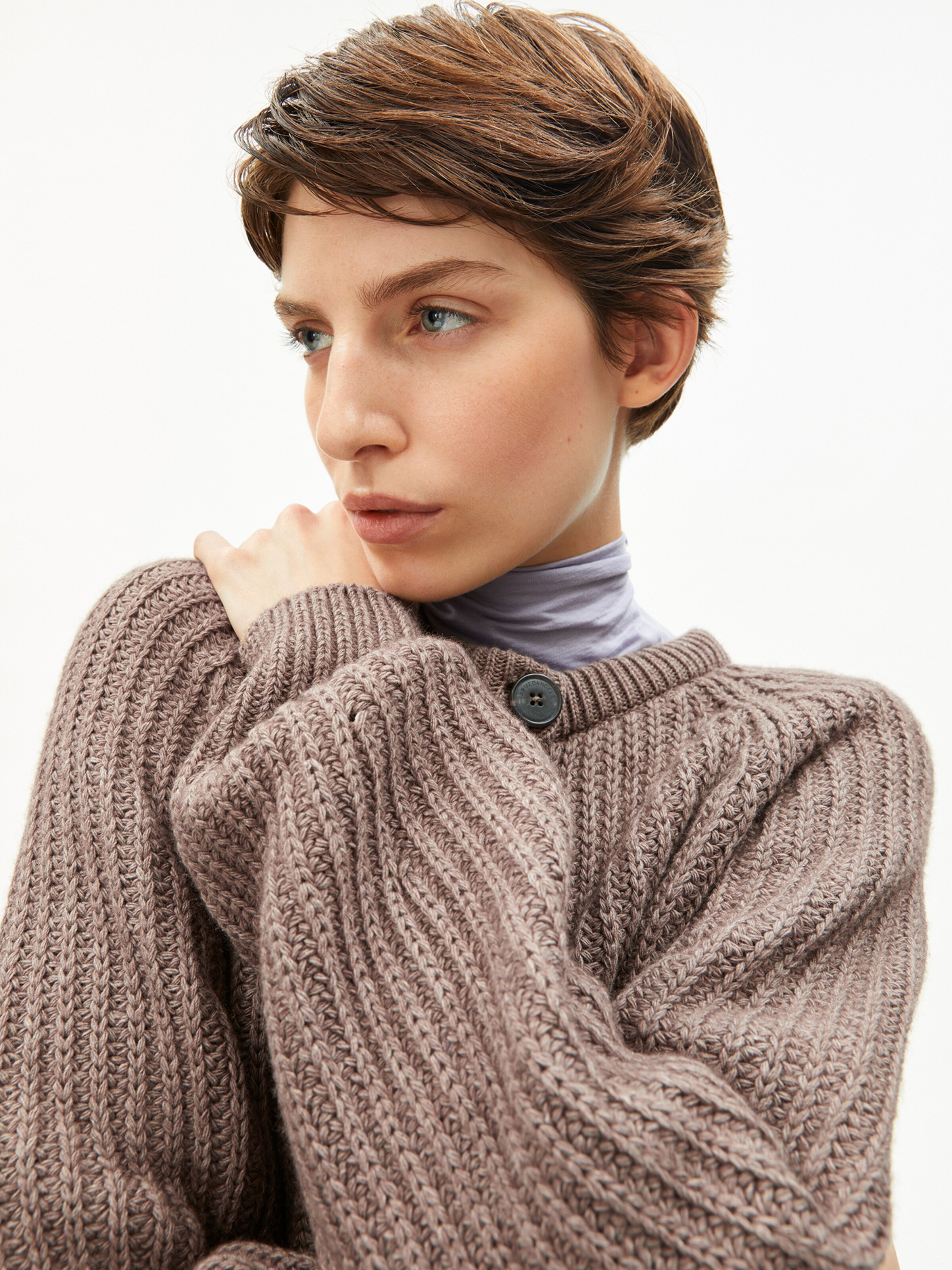 ARMEDANGELS Knit cardigan in Beige: front