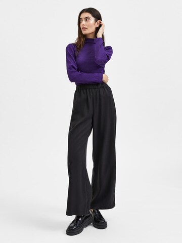 SELECTED - Pierna ancha Pantalón en negro