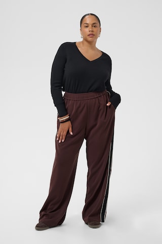 KAFFE CURVE Wide leg Broek 'Gally' in Bruin