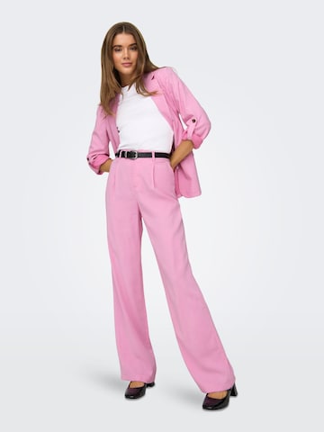 rožinė ONLY Plačios klešnės Klostuotos kelnės 'Aris'