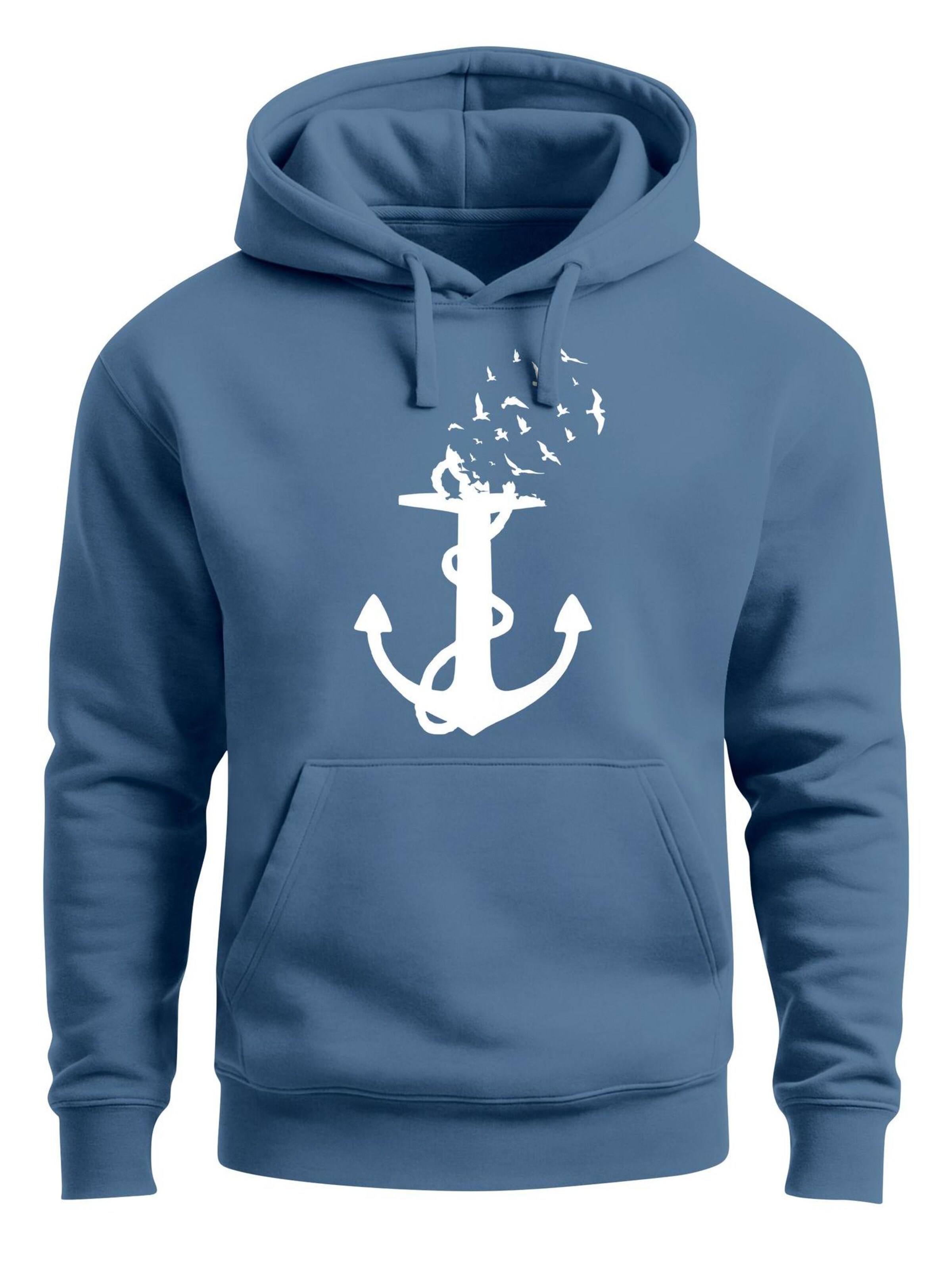 Neverless Sweatshirt 'Anker Vögel' in Blue: front