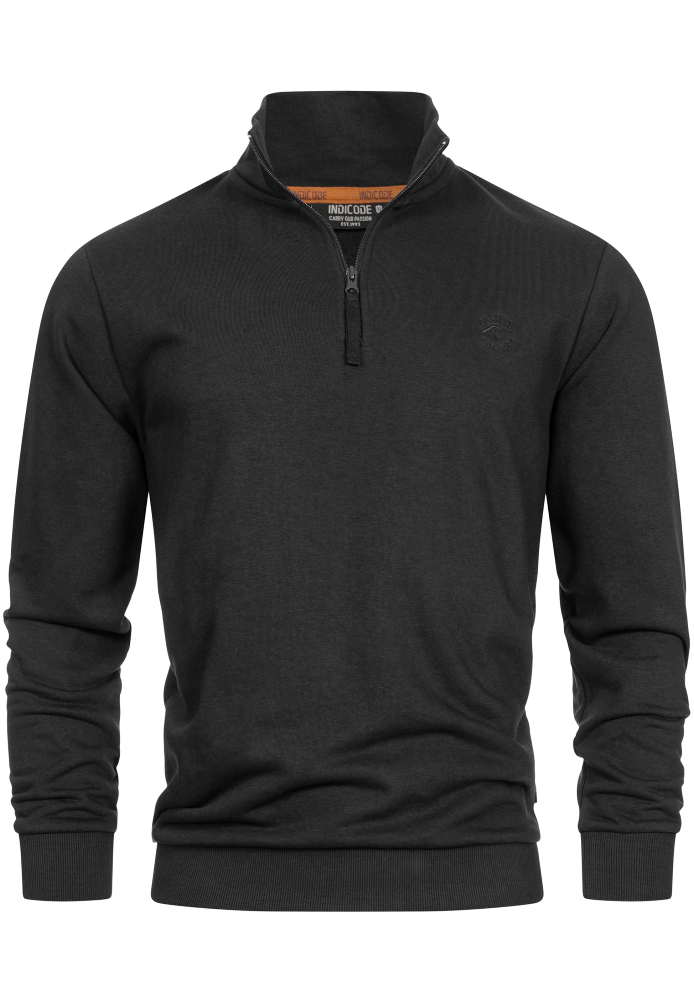 INDICODE JEANS Sweatshirt 'Brandt' in Zwart: voorkant