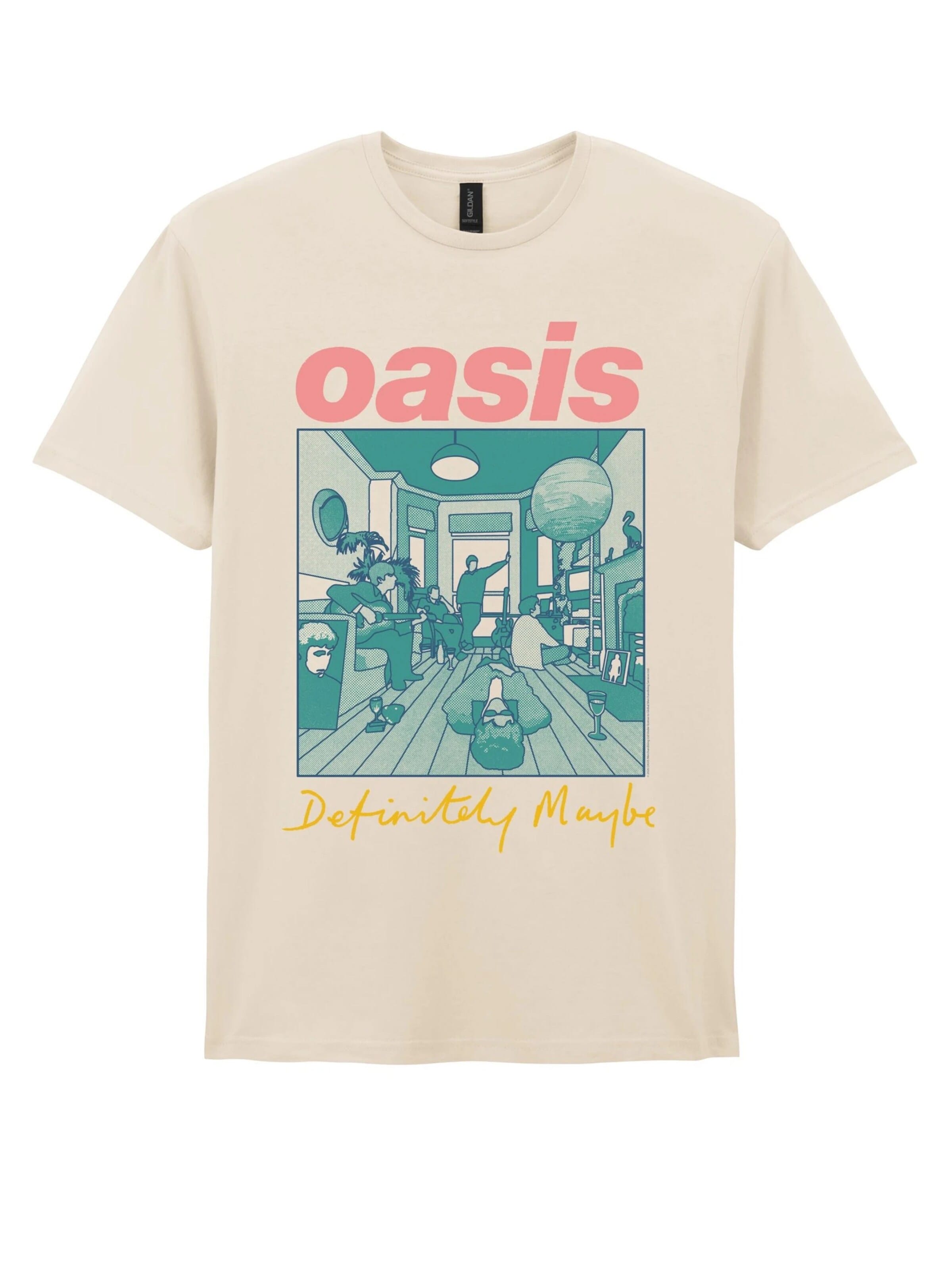 Oasis Shirt 'Oasis Definitely Maybe Album T-Shirt' in Wit: voorkant