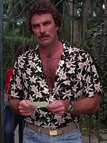 Paradise Found Regular fit Button Up Shirt 'Tom Selleck Star Orchid' in Black